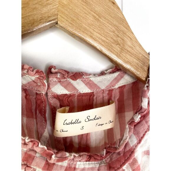 Anthropologie Isabella Sinclair plaid high‎ neck ruffle top S - Picture 3 of 10